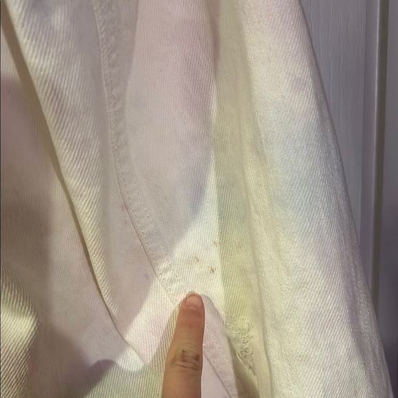 ‼️SALE‼️ American Eagle White Distressed Denim Jean Jacket Pastel Tie Dye Detail - Picture 11 of 11